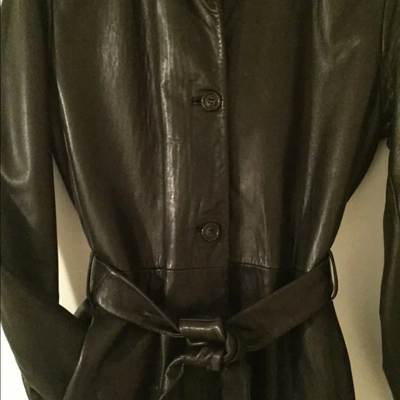 ANDREW MARC BLACK LEATHER COAT